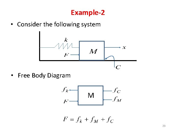 Example-2 • Consider the following system • Free Body Diagram M 23 Example-2 • Consider the following system • Free Body Diagram M 23