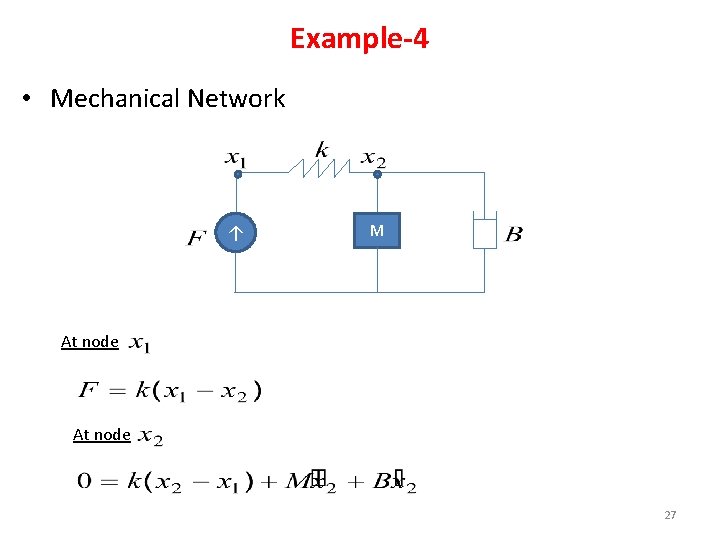 Example-4 • Mechanical Network ↑ M At node 27 Example-4 • Mechanical Network ↑ M At node 27