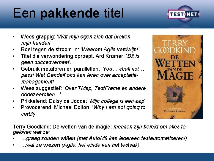 Een pakkende titel • • Wees grappig: ‘Wat mijn ogen zien dat breken mijn