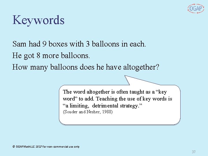 Keywords Sam had 9 boxes with 3 balloons in each. He got 8 more