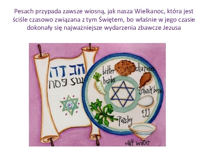 Pesach przypada zawsze wiosną, jak nasza Wielkanoc, która jest ściśle czasowo związana z tym