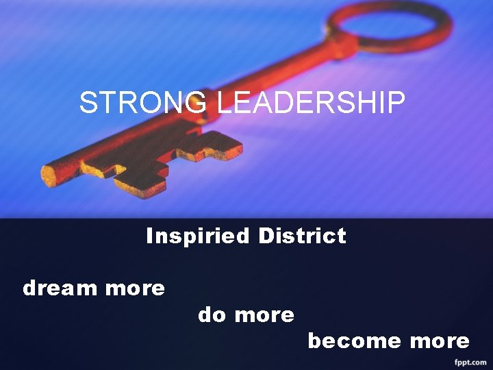 STRONG LEADERSHIP Inspiried District dream more do more become more 