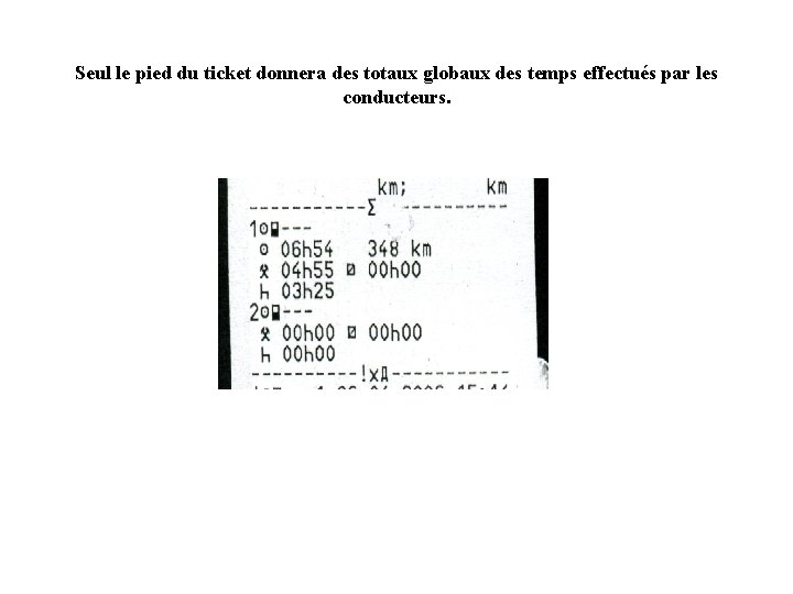 Seul le pied du ticket donnera des totaux globaux des temps effectués par les