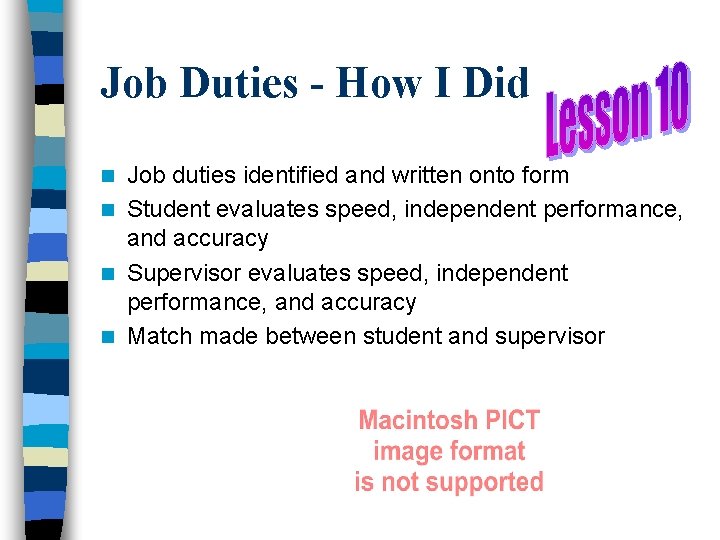 Job Duties - How I Did Job duties identified and written onto form n