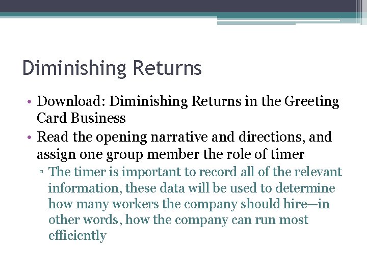 Diminishing Returns • Download: Diminishing Returns in the Greeting Card Business • Read the