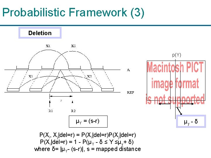 Probabilistic Framework (3) Deletion p(Y) μY = (s-r) P(Xi, Xj|del=r) = P(Xi|del=r)P(Xj|del=r) P(Xi|del=r) =