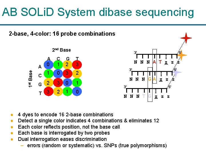AB SOLi. D System dibase sequencing 2 -base, 4 -color: 16 probe combinations 1