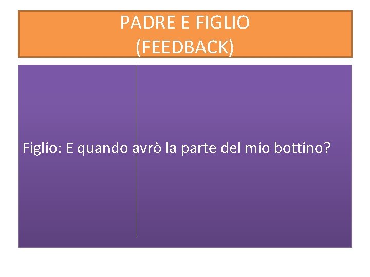 PADRE E FIGLIO (FEEDBACK) Figlio: E quando avrò la parte del mio bottino? 