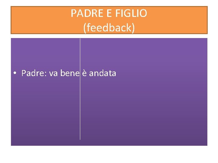 PADRE E FIGLIO (feedback) • Padre: va bene è andata 