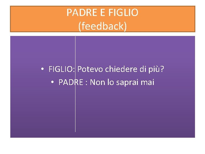 PADRE E FIGLIO (feedback) • FIGLIO: Potevo chiedere di più? • PADRE : Non