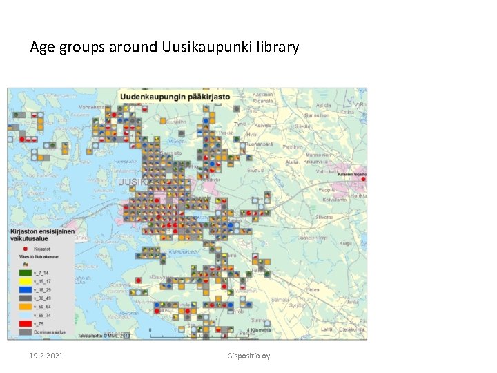 Age groups around Uusikaupunki library 19. 2. 2021 Gispositio oy 