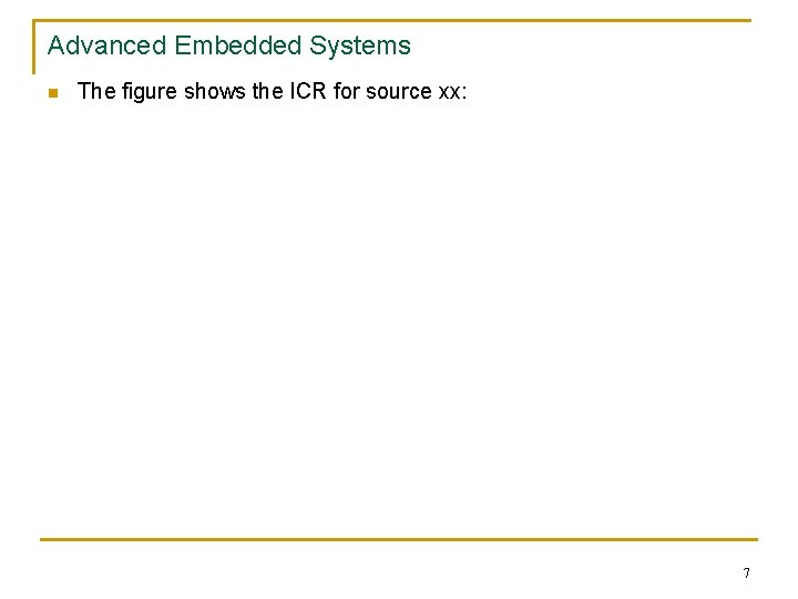 Advanced Embedded Systems n The figure shows the ICR for source xx: 7 