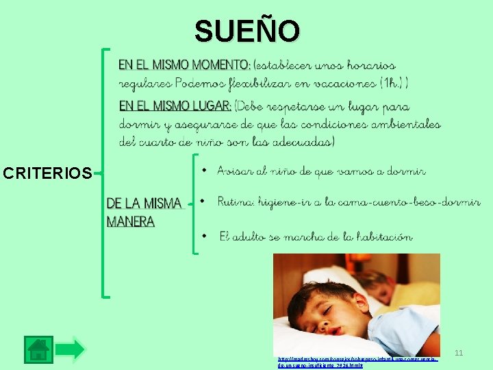 SUEÑO CRITERIOS http: //madreshoy. com/consejos/sobrepeso-infantil-una-consecuenciade-un-sueno-insuficiente_7926. html# 11 
