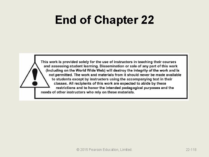 End of Chapter 22 © 2015 Pearson Education, Limited. 22 -118 