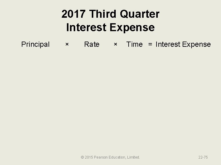 2017 Third Quarter Interest Expense Principal × Rate × Time = Interest Expense ©
