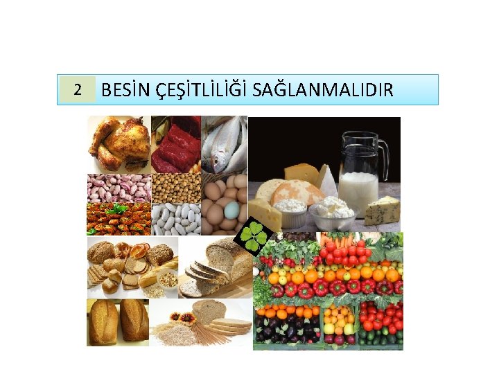 2 BESİN ÇEŞİTLİLİĞİ SAĞLANMALIDIR 