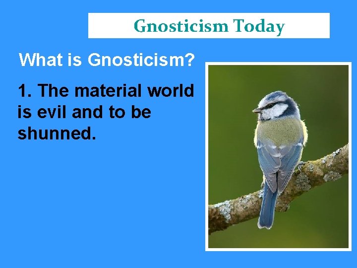 Gnosticism Today What is Gnosticism? 1. The material world is evil and to be