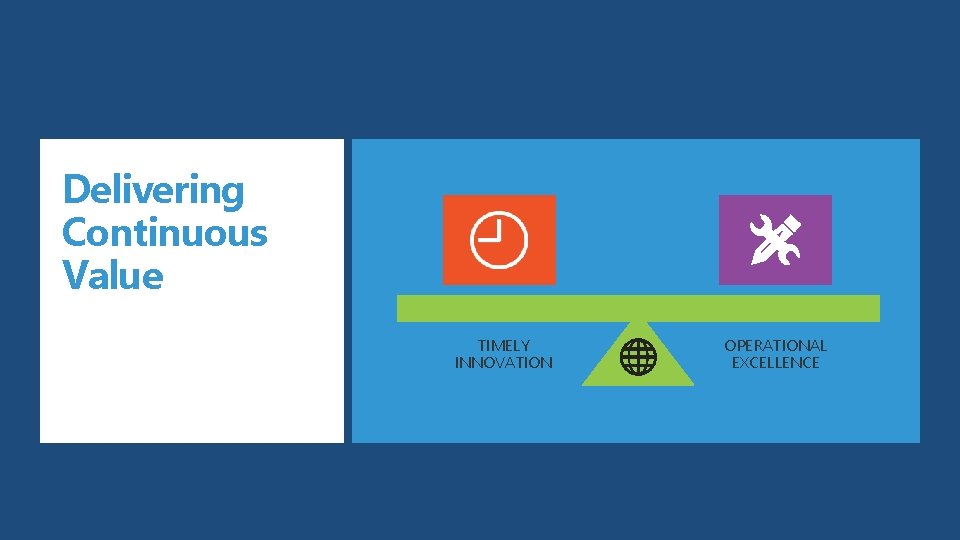 Delivering Continuous Value TIMELY INNOVATION OPERATIONAL EXCELLENCE 
