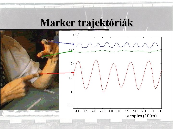 Marker trajektóriák samples (100/s) 
