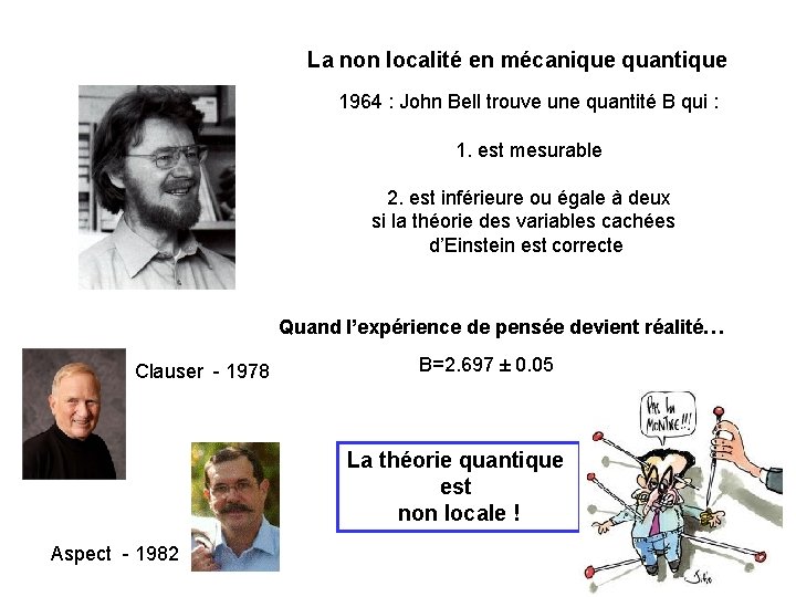 La non localité en mécanique quantique 1964 : John Bell trouve une quantité B