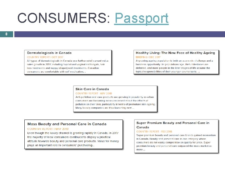 CONSUMERS: Passport 8 