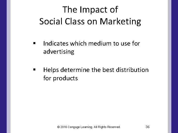 The Impact of Social Class on Marketing § Indicates which medium to use for