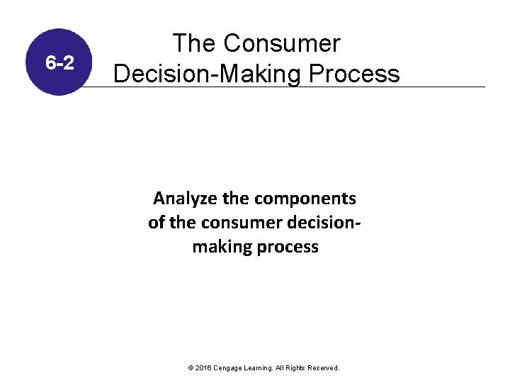 6 -2 The Consumer Decision-Making Process Analyze the components of the consumer decisionmaking process