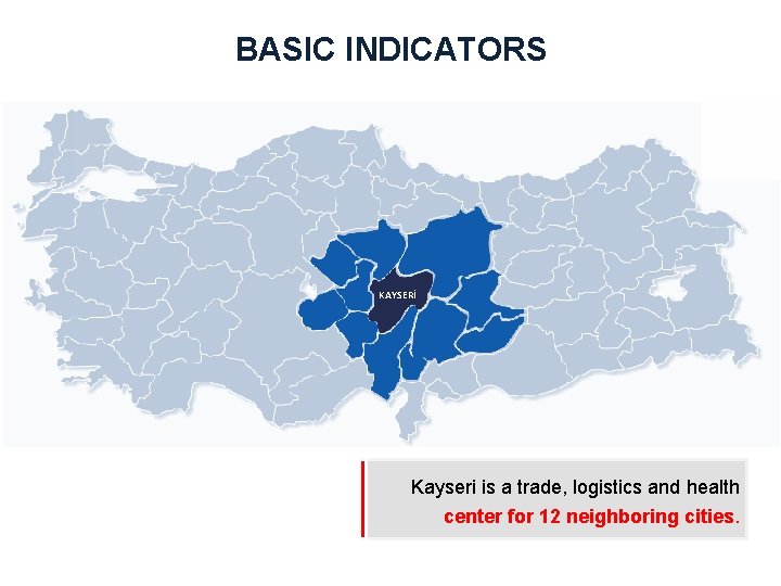 BASIC INDICATORS KAYSERİ Kayseri is a trade, logistics and health center for 12 neighboring
