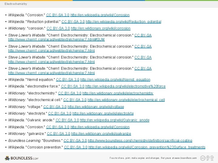 Electrochemistry • Wikipedia. "Corrosion. " CC BY-SA 3. 0 http: //en. wikipedia. org/wiki/Corrosion •