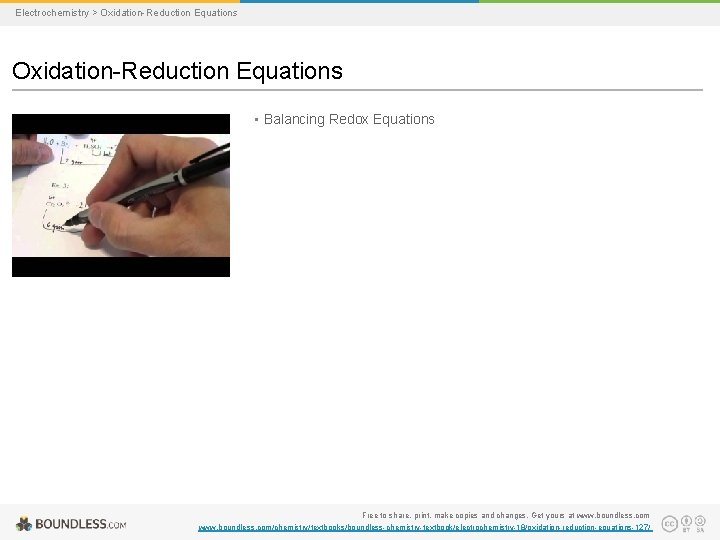 Electrochemistry > Oxidation-Reduction Equations • Balancing Redox Equations Free to share, print, make copies