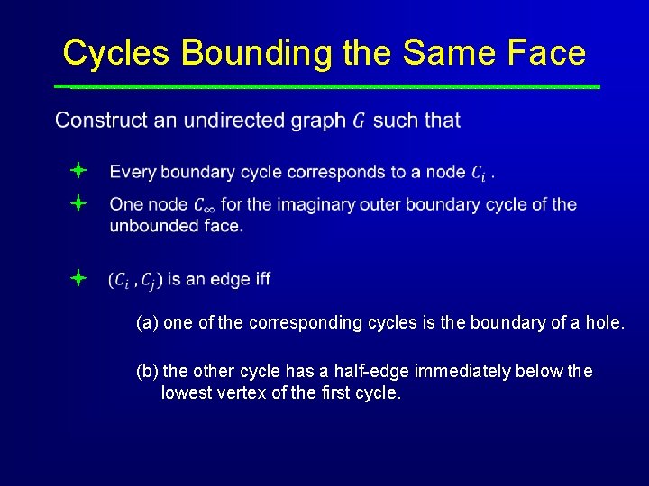 Cycles Bounding the Same Face (a) one of the corresponding cycles is the boundary