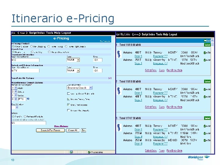 Itinerario e-Pricing 13 