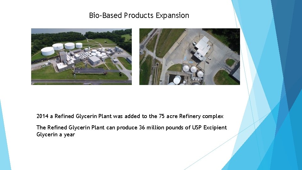Bio-Based Products Expansion 2014 a Refined Glycerin Plant was added to the 75 acre