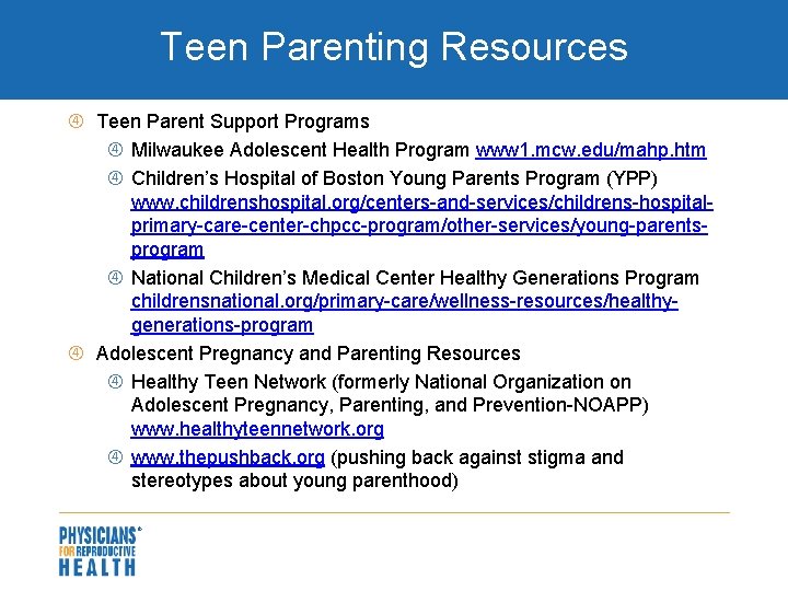 Teen Parenting Resources Teen Parent Support Programs Milwaukee Adolescent Health Program www 1. mcw.