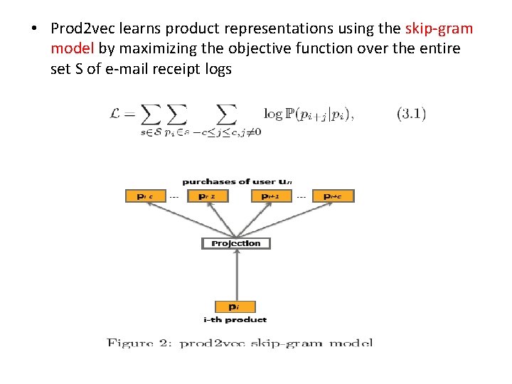  • Prod 2 vec learns product representations using the skip-gram model by maximizing