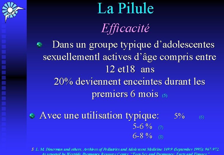 La Pilule Efficacité Dans un groupe typique d’adolescentes sexuellementl actives d’âge compris entre 12