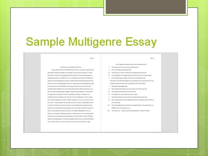 Sample Multigenre Essay 