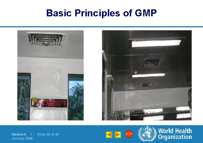 Basic Principles of GMP Module 9 | January 2006 Slide 36 of 45 STOP