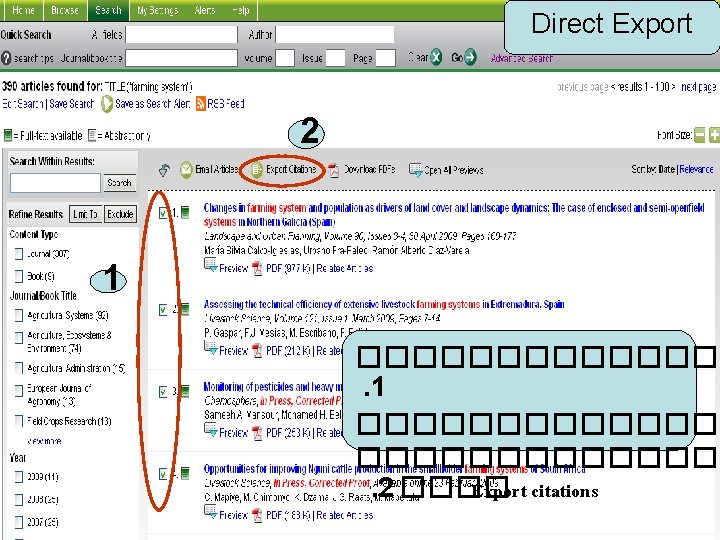 Direct Export 2 1 ��������������. 2 ���� Export citations 