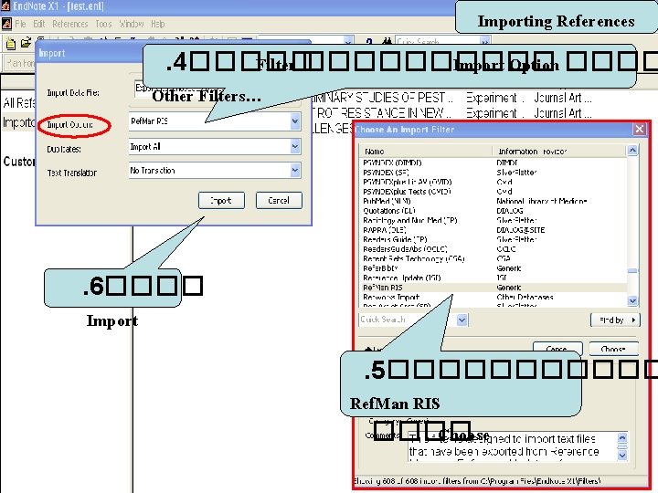 Importing References . 4����� Filter ����� Import Option ���� Other Filters… . 6���� Import