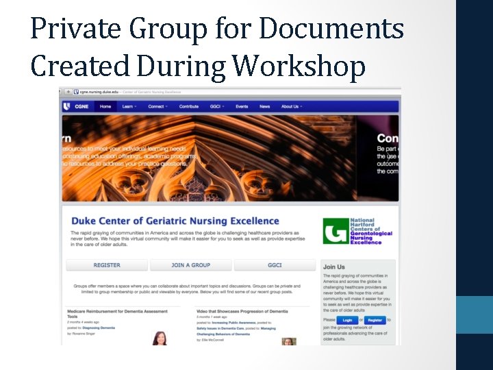 Private Group for Documents Created During Workshop 