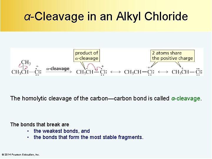 α-Cleavage in an Alkyl Chloride The homolytic cleavage of the carbon—carbon bond is called