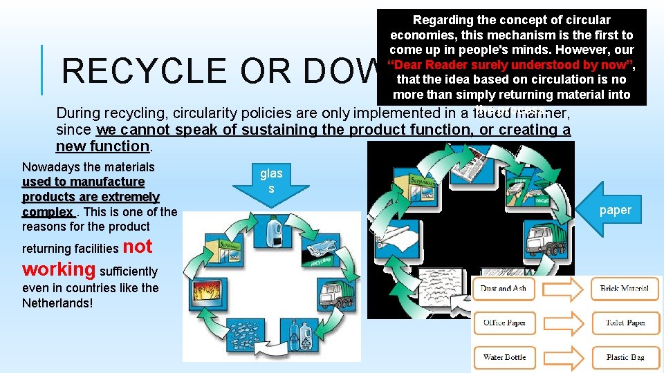 Regarding the concept of circular economies, this mechanism is the first to come up