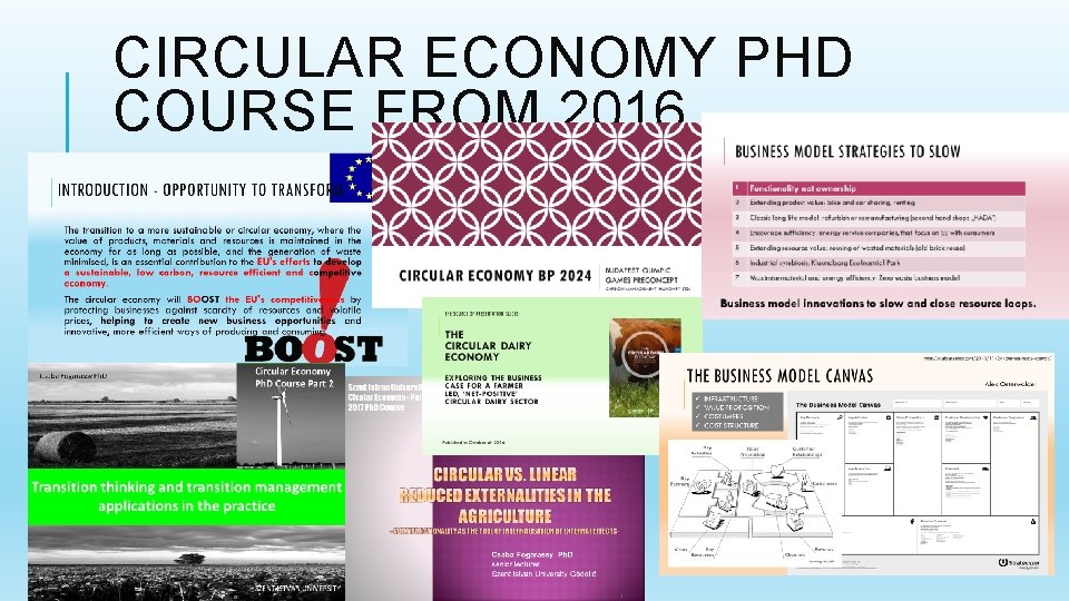 CIRCULAR ECONOMY PHD COURSE FROM 2016 