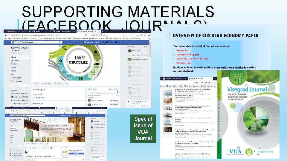 SUPPORTING MATERIALS (FACEBOOK, JOURNALS) Special issue of VUA Journal 