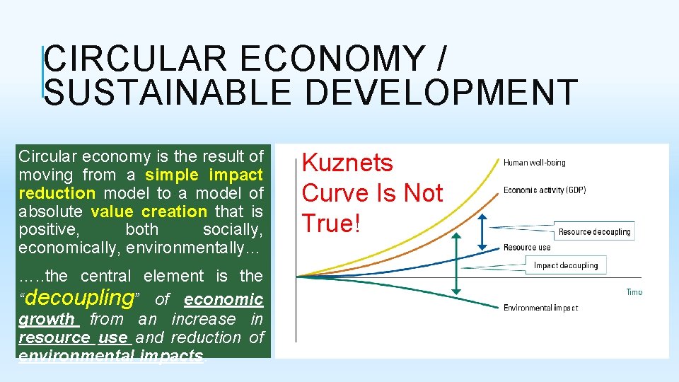 CIRCULAR ECONOMY / SUSTAINABLE DEVELOPMENT Circular economy is the result of moving from a