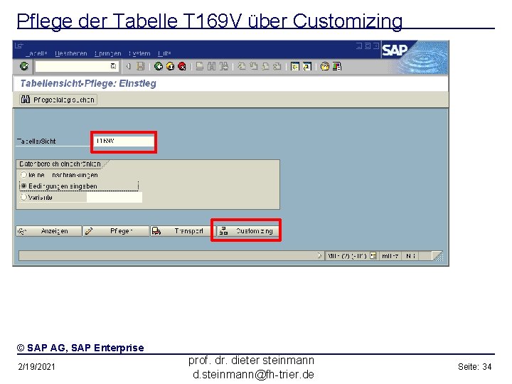 Pflege der Tabelle T 169 V über Customizing © SAP AG, SAP Enterprise 2/19/2021