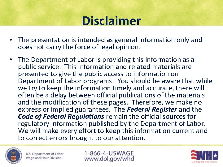 Disclaimer • The presentation is intended as general information only and does not carry