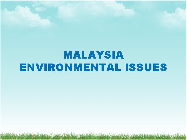 MALAYSIA ENVIRONMENTAL ISSUES 