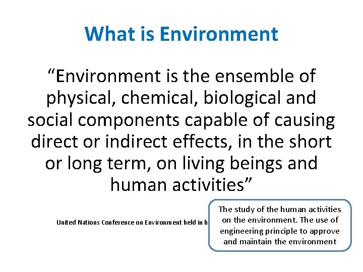 What is Environment “Environment is the ensemble of physical, chemical, biological and social components